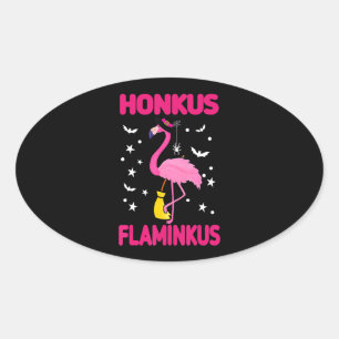 Flamingo  Honkus Flaminkus Gift Halloween Flamingo Ovaler Aufkleber