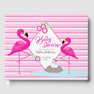 Flamingo Hot rosa Grafik Babydusche Gästebuch