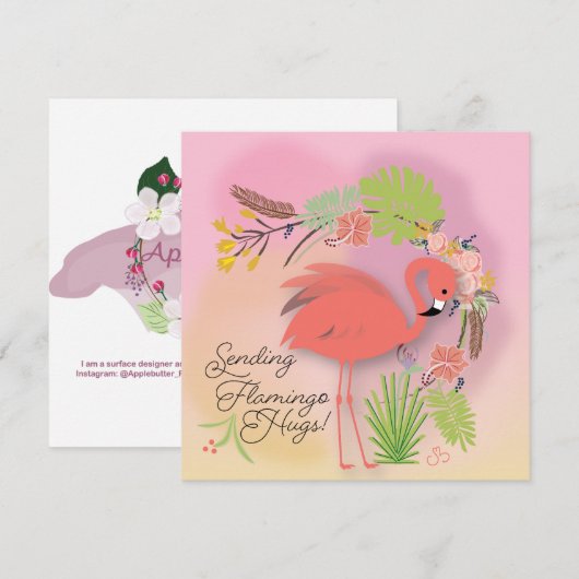 Flamingo Hugs-Karte (Vorne/Hinten)