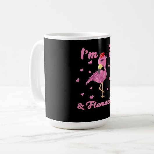Flamingo I bin 5 und fantastisch - Fünf Jahre Mädc Kaffeetasse (Vorderseite Links)