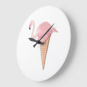 Flamingo Ice Cream Große Wanduhr (Winkel)