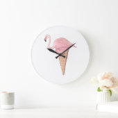Flamingo Ice Cream Große Wanduhr (Zuhause)