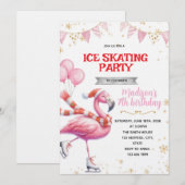 Flamingo Ice Skating invitation Einladung (Vorne/Hinten)