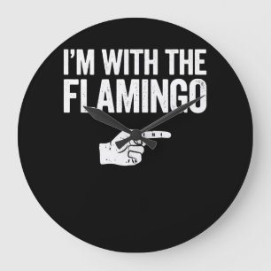 Flamingo Ich bin mit der Matching Flamingo Große Wanduhr