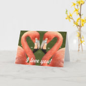 Flamingo - Ich Liebe dich! Karte (Gelbe Blume)