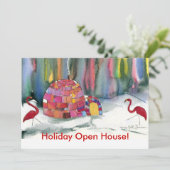 Flamingo Iglu Party Einladung (Stehend Vorderseite)