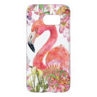 Flamingo im Blumen-Dschungel - Sommer-Muster