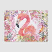 Flamingo im Blumen-Dschungel - Sommer-Muster Seidenpapier (Vorderseite)