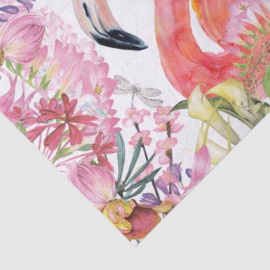 Flamingo im Blumen-Dschungel - Sommer-Muster Seidenpapier (Ausschnitt)