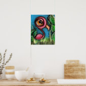 Flamingo im Garten Poster (Küche)