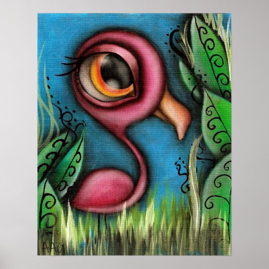 Flamingo im Garten Poster (Vorne)
