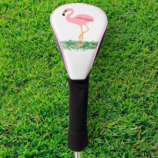 Flamingo im Gras Golf Headcover