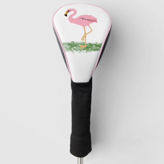 Flamingo im Gras Golf Headcover (Vorderseite)