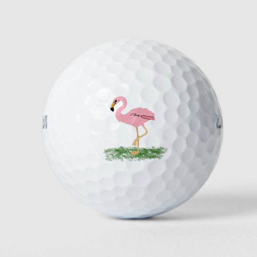 Flamingo im Gras Golfball (Vorderseite)