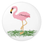 Flamingo im Gras Keramikknauf (Vorderseite)