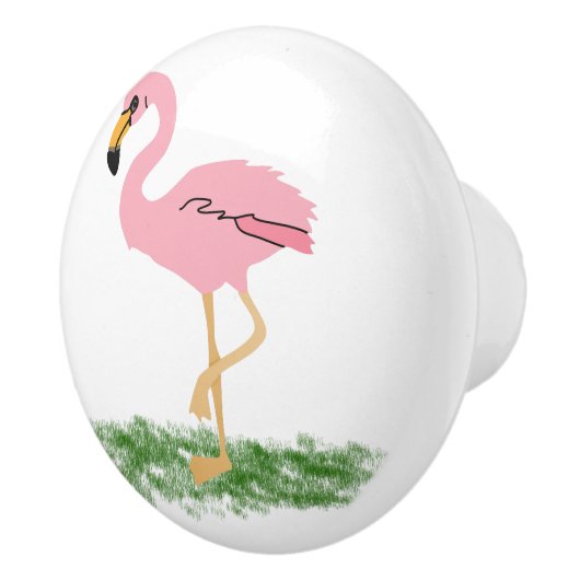 Flamingo im Gras Keramikknauf (Rechts)