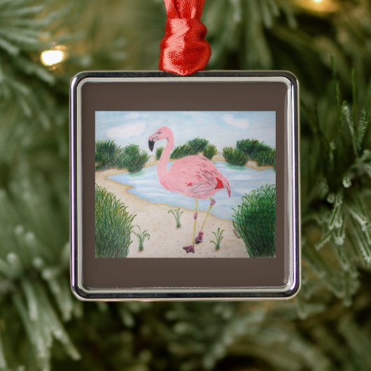 Flamingo im Marschen Ornament Aus Metall (Baum)