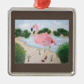 Flamingo im Marschen Ornament Aus Metall (Vorne)