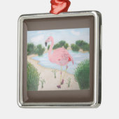 Flamingo im Marschen Ornament Aus Metall (Links)