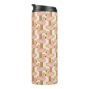 Flamingo im Mid-Century-Stil Thermosbecher