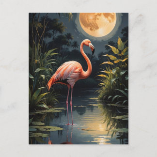 Flamingo im Mondlicht Postkarte
