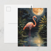 Flamingo im Mondlicht Postkarte (Vorne/Hinten)
