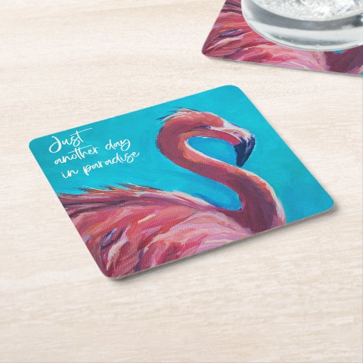 Flamingo im Paradies Set der Untersetzer (angewinkelt)