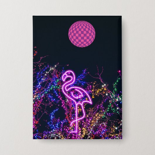 Flamingo im Party des Tanzes. Button (Vorderseite)