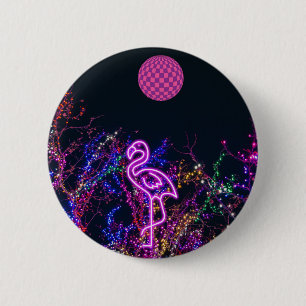 Flamingo im Party des Tanzes. Button
