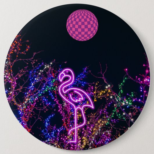 Flamingo im Party des Tanzes. Button (Vorderseite)
