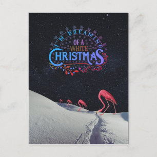 Flamingo im Schnee mit Raum Weihnachten seltsam Postkarte