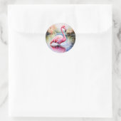 Flamingo im Wasser Runder Aufkleber (Tasche)
