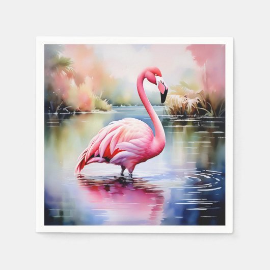 Flamingo im Wasser Serviette (Vorderseite)