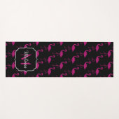 Flamingo Imitate Glitzer Glitzern Schwarze Monogra Yogamatte (Vorderseite (Horizontal))