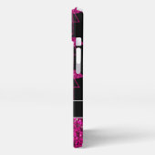 Flamingo Imitate Glitzern Muster schwarz Monogramm iPhone Hülle (Linke Seite)