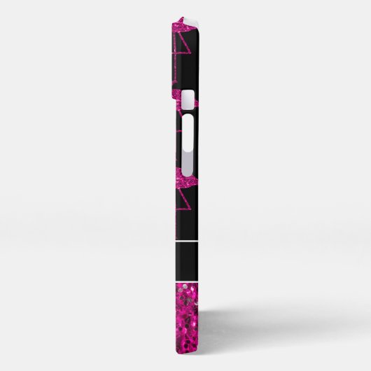 Flamingo Imitate Glitzern Muster schwarz Monogramm iPhone Hülle (Linke Seite)