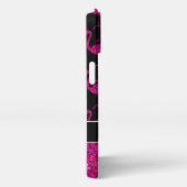 Flamingo Imitate Glitzern Muster schwarz Monogramm iPhone Hülle (Rechte Seite)