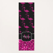 Flamingo Imitate Glitzern Muster schwarz Monogramm Yogamatte (Vorderseite)