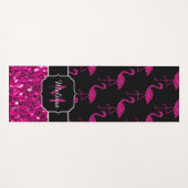 Flamingo Imitate Glitzern Muster schwarz Monogramm Yogamatte (Vorderseite (Horizontal))