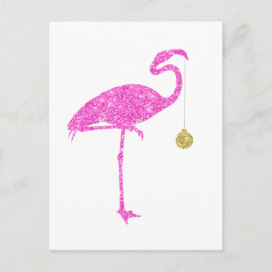Flamingo Imitate Pink Glitzer Flamingos Weihnachte Feiertagspostkarte