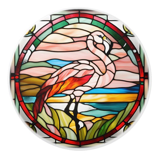 Flamingo Imitats gestanztes Glas Keramikknauf (Vorderseite)