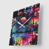 Flamingo in A Lake-63851 Quadratische Wanduhr (Winkel)