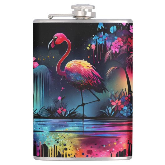 Flamingo in A Lake-63852 Flachmann (Vorderseite)