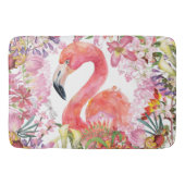 Flamingo in Blume Dschungel - Sommermuster Badematte (Vorderseite)