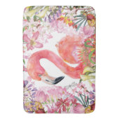 Flamingo in Blume Dschungel - Sommermuster Badematte (Vorderseite Vertikal)
