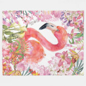 Flamingo in Blume Dschungel - Sommermuster Fleecedecke (Vorderseite (Horizontal))