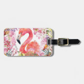 Flamingo in Blume Dschungel - Sommermuster Gepäckanhänger (Vorderseite horizontal)