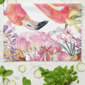 Flamingo in Blume Dschungel - Sommermuster Geschirrtuch (Gefaltet)