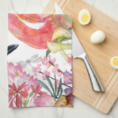 Flamingo in Blume Dschungel - Sommermuster Geschirrtuch (Viertel Falte)