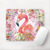 Flamingo in Blume Dschungel - Sommermuster Mousepad (Mit Mouse)